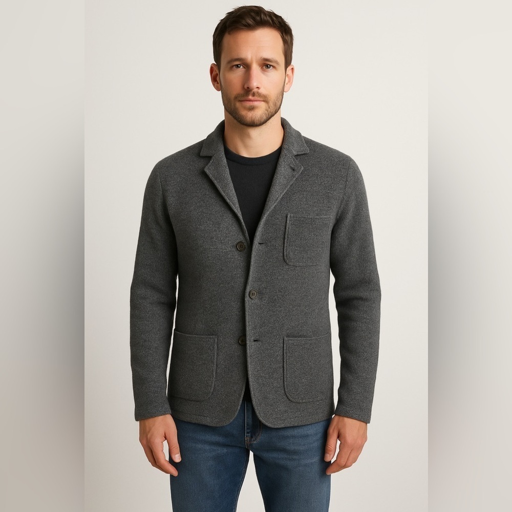 NWT $195 Report Collection Men Knit Gray Wool Cardigan Sweater Jacket Size XXL